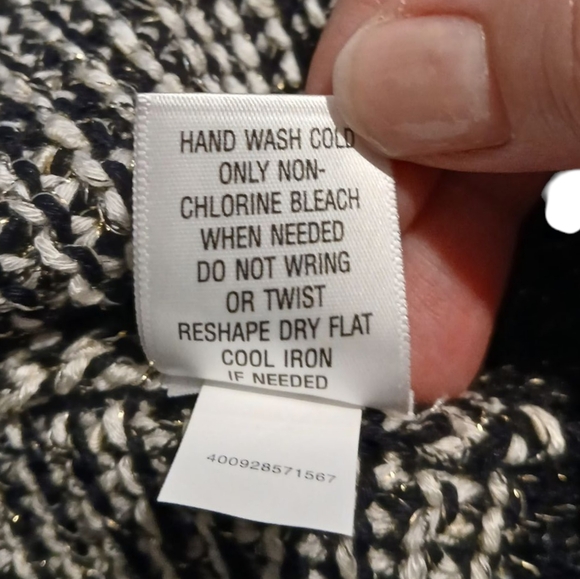 Apt 9 Black White Tweed Cropped Open Cardigan Metallic Womans Large Petite - Picture 5 of 10